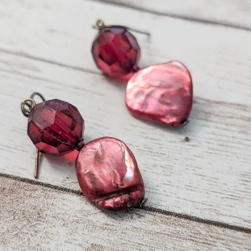 Vintage Earrings For Pierced Ears - Red Dangle
